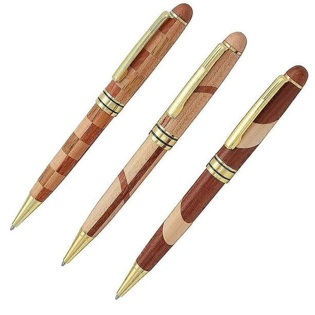 Set of 3 Wooden Ballpoint Pens Handcrafted Wood Pen Retro Collection Business Pen Fancy Nice Ballpoint Pen Set
