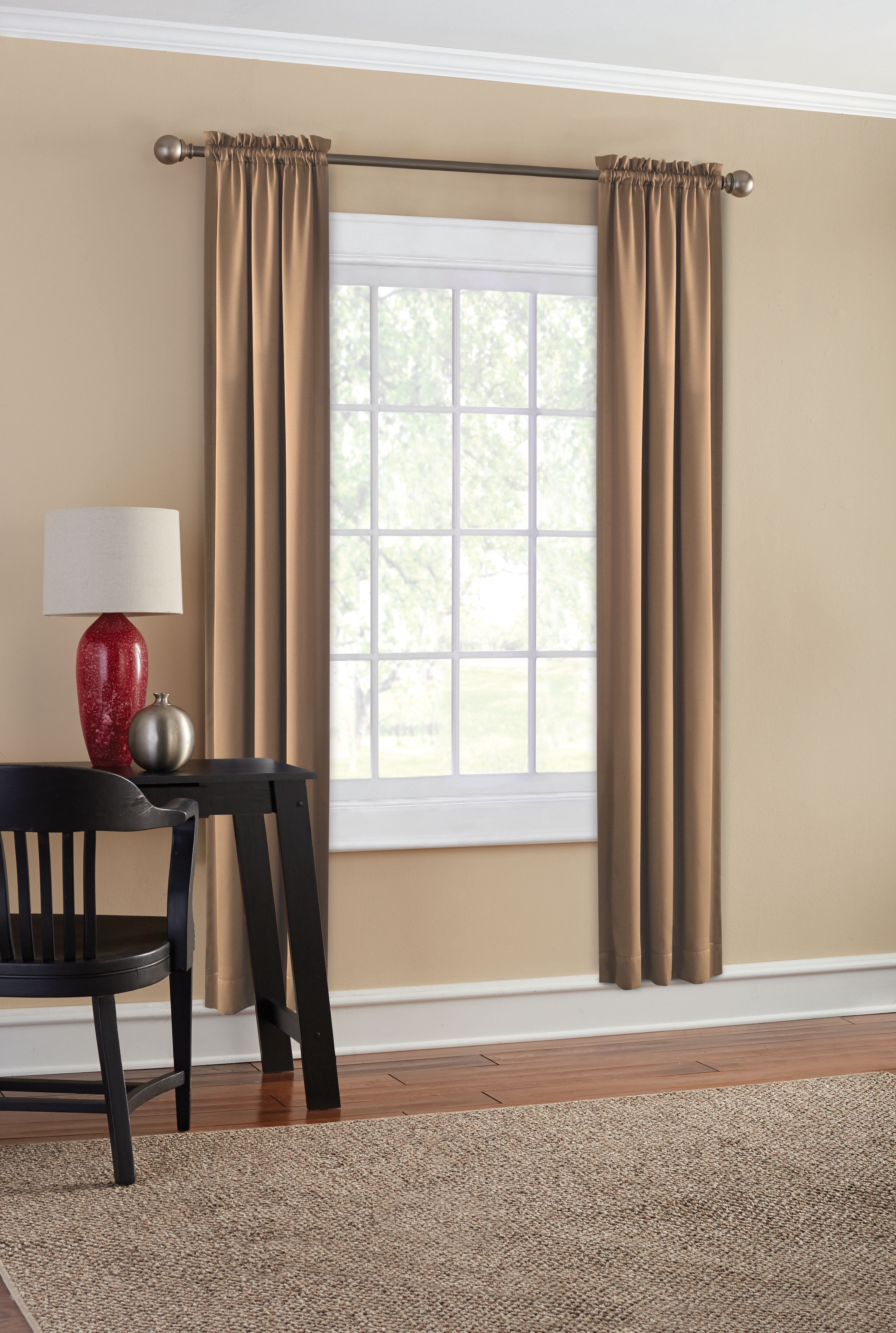 Mainstays Blackout Curtain Panel Pair, Set of 2, Taupe, 30 in W x 84 in L