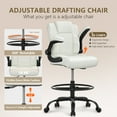 thumbnail image 3 of HYSpacerX 500 LBS Big & Tall Ergonomic High Back Leather Office Chair, Adjustable Height Flip-Up Armrest Executive Computer Chair for Standing & Counter Height Desk, White, 3 of 7