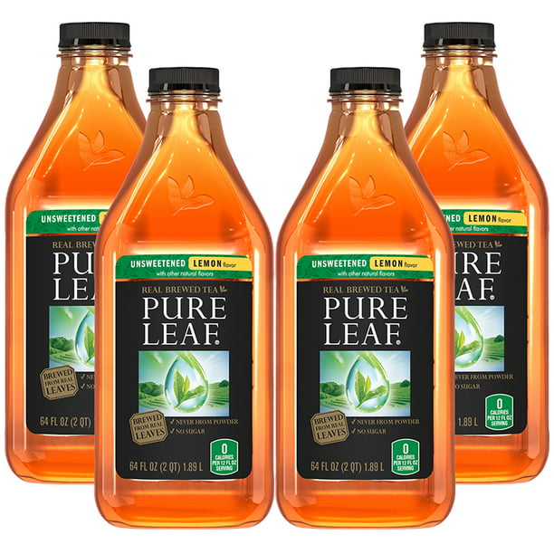 (2 Bottles) Pure Leaf Iced Tea, Unsweetened Lemon, 64 Fl Oz Walmart
