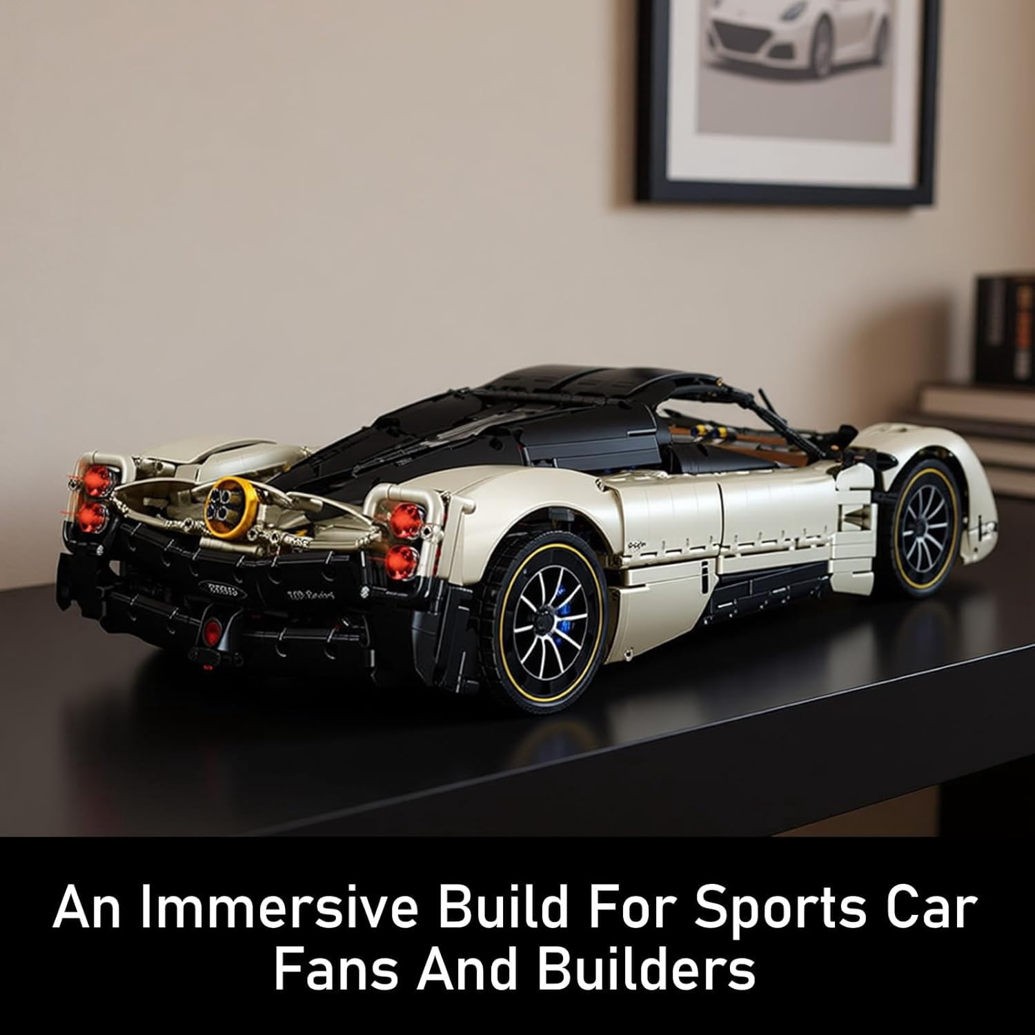 C10 Sports Car Building Set, 1:8 Scale Collectible Model Car Kits for Adults Racing Fans,with Realistic Features, LED Lights, Gift for Birthdays, Room Display (4688 PCS, A-JD118)
