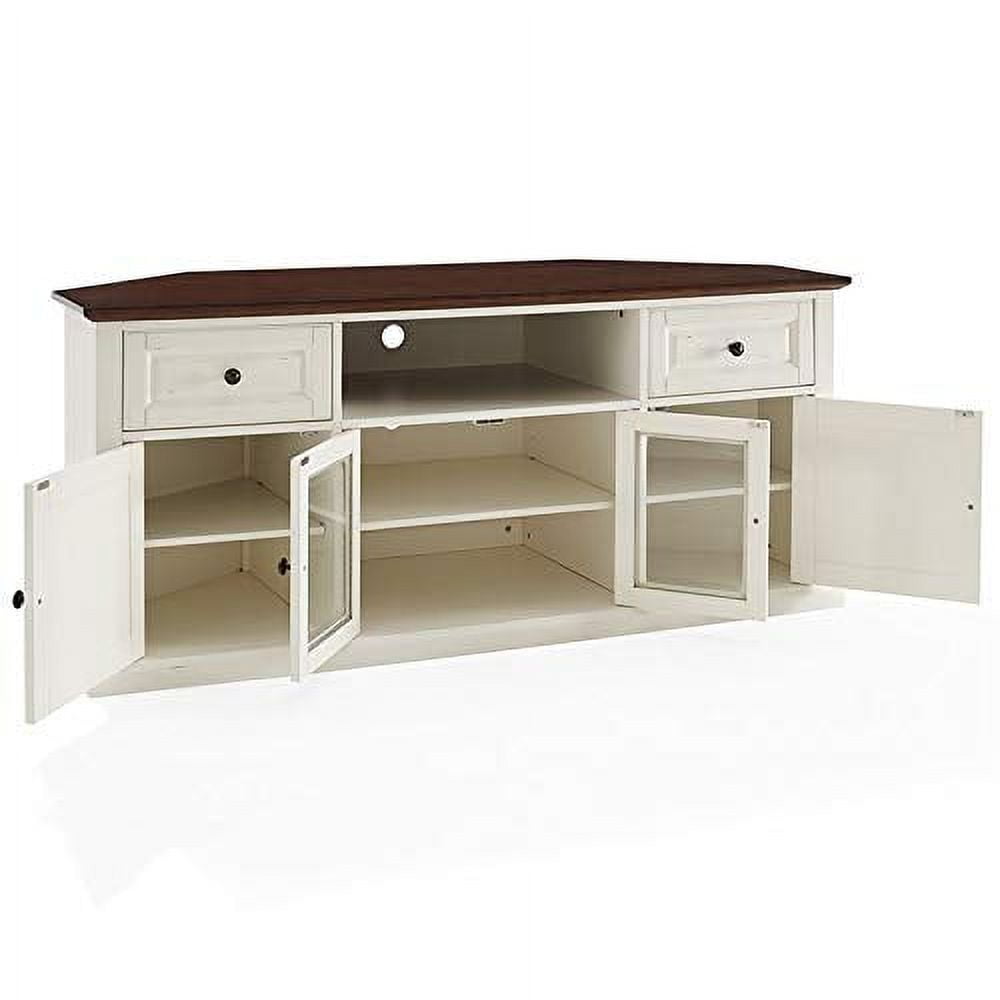 Crosley Furniture Shelby 60"Wood Corner TV Stand in White and Mahogany