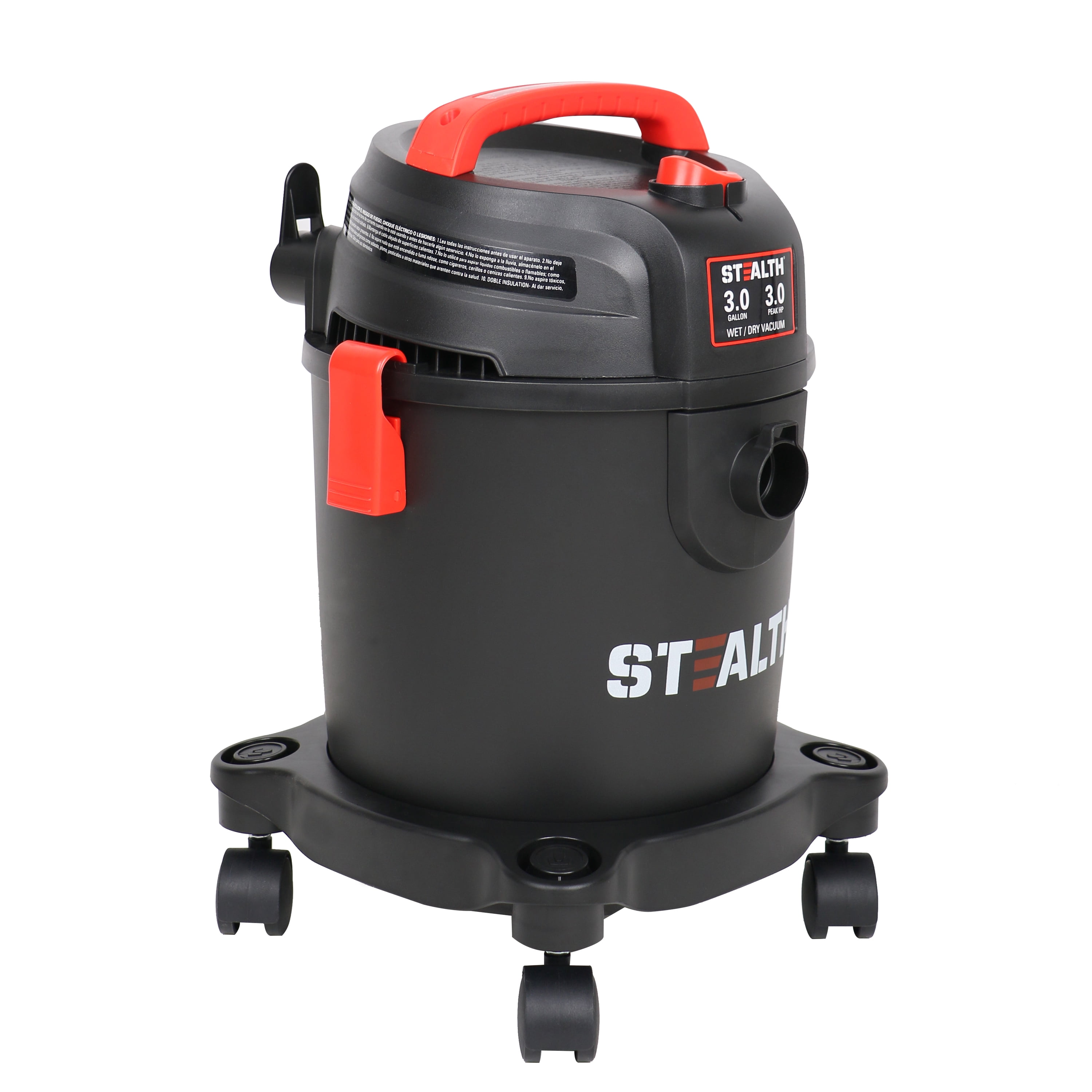 STEALTH 3 Gallon 3 Peak Horsepower Wet Dry Vacuum (AT18202P-3B) with Swiveling Casters