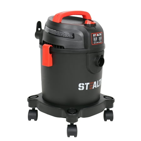 Stealth 3 Gallon 3 Peak Horsepower Wet Dry Vacuum (AT18202P-3B) with swiveling casters