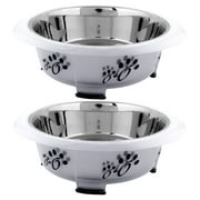 Angle View: Iconic Pet Color Splash Designer Oval Fusion Bowl in Gray- Large - Set of 2