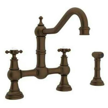 Rohl U4755 Perrin and Rowe Bridge Kitchen Faucet and Metal Cross Handles, Available in Various Colors