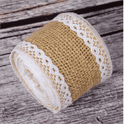 Burlap Ribbon Burlap Fabric Lace Ribbons, Ribbons for Crafts, Wired Ribbon Roll, White Lace Burlap Ribbons Finished Edging Natural Eco-friendly for Christmas Tree, Garland, Mason Jar