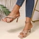 thumbnail image 1 of Sandalias de tacón alto para mujer, para ocio, vacaciones, cabeza cuadrada, plisadas, cruzadas Wmkox8yii ytu2584, 1 of 9
