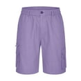 thumbnail image 5 of IYTR Cargo Shorts for Men Multi-Pocket Zipper Button Elastic Waist Shorts Summer Casual Solid Shorts Cargo Shorts Purple M, 5 of 5