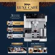 Ninja Luxe Café Premier Espresso Machine & Drip Coffee Maker, Rapid Cold Brew, Integrated Grinder, Assisted Tamper, Hands-Free Frother for Cappuccinos, Lattes, Dairy or Non-Dairy, ES601 Silver