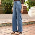 thumbnail image 5 of Wutalume High Waisted Jeans for Women Retro Straight Leg, Classic Vintage Wash Denim Pants, Comfortable Fit for Casual Wear,Sky Blue M, 5 of 6