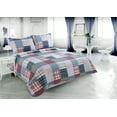 thumbnail image 1 of Marina Decoration Rich Printed Stitching Coverlet Bedspread Ultra Soft Summer Bedding Quilt Set with Quilted Sham, Modern Multi Color Plaid Pattern, 1 of 6