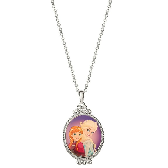 Disney Womens Frozen II Necklace - Silver Plated Frozen Necklace with Snowflake or Elsa and Anna Pendant Jewelry - Frozen Jewelry