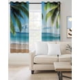 thumbnail image 2 of Beach Ocean Blackout Curtains for Bedroom Living Room Darkening Curtains 54 Inch Long Summer Blue Sky Botanical Tree Leaves Short Curtain for Small Window Treatment Insulated Grommet Drapes 42"x54"x2, 2 of 9
