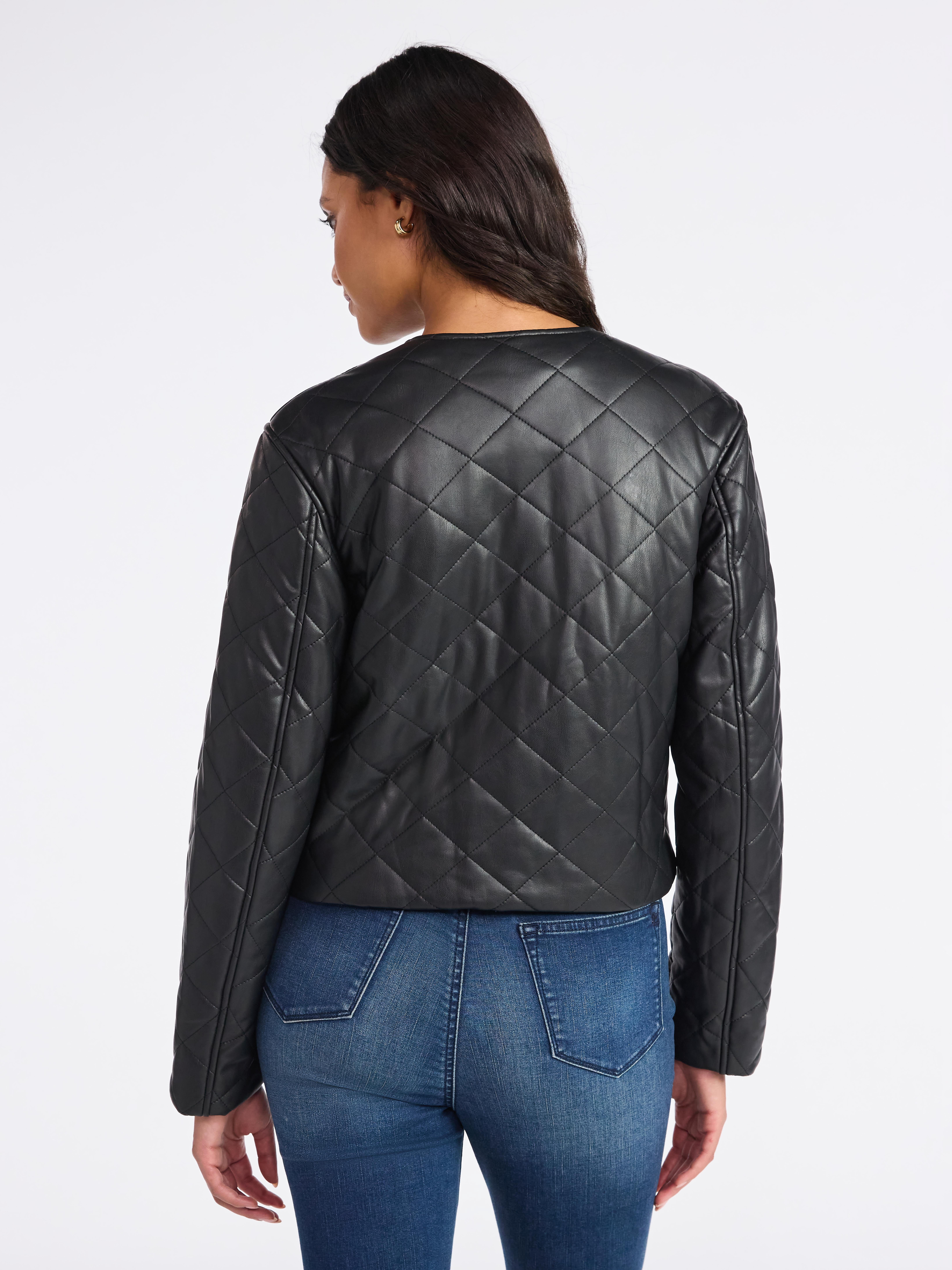 Sofia by Sofia Vergara Women's Faux Leather Quilted Jacket, Sizes XS-XXL