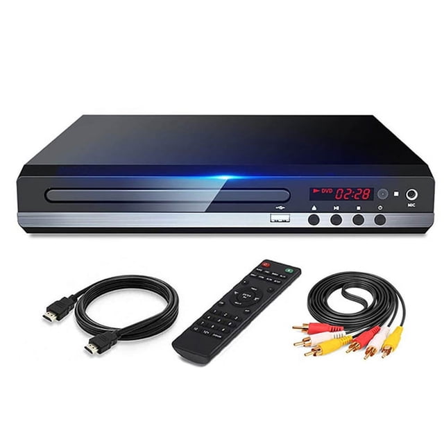 Reproductor de DVD 1080P HD Reproductor de DVD DoméStico Box para TV Reproductor de Disco CD DVD Gratuito para Todas las Regiones Reproductor EVD con Salida AV - Enchufe Europeo