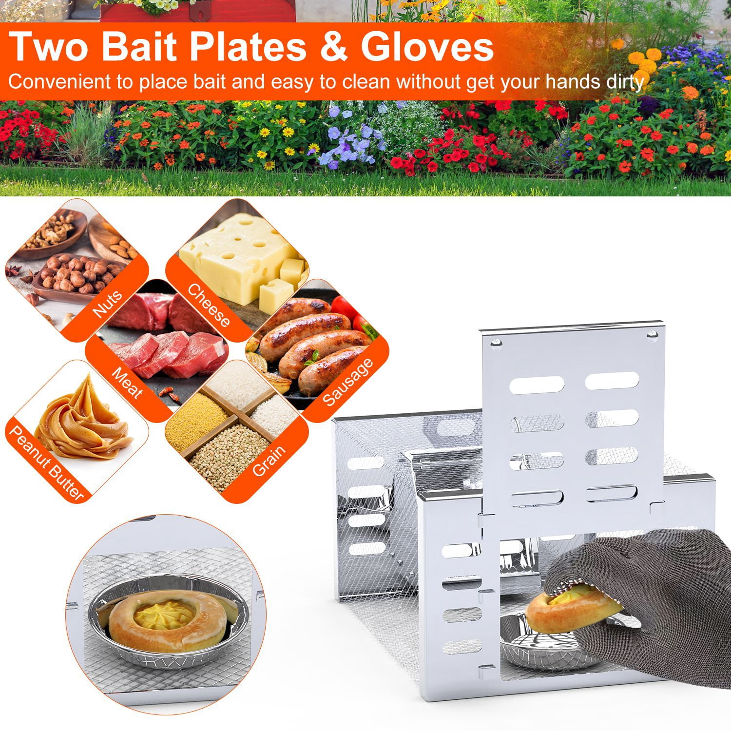 2 Pack Humane Mouse Trap Catch and Release Live Rat Cage Automatic Continuous Rodent Trap Reusable Galvanized Steel Pest Control for Home Garage Garden Farm Kitchen Chipmunk Mouse Small Animal