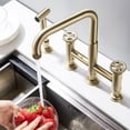 thumbnail image 2 of Bridge Kitchen Faucet, 3-Hole High Arch Kitchen Sink Faucet with Gun Spray, 2 of 5