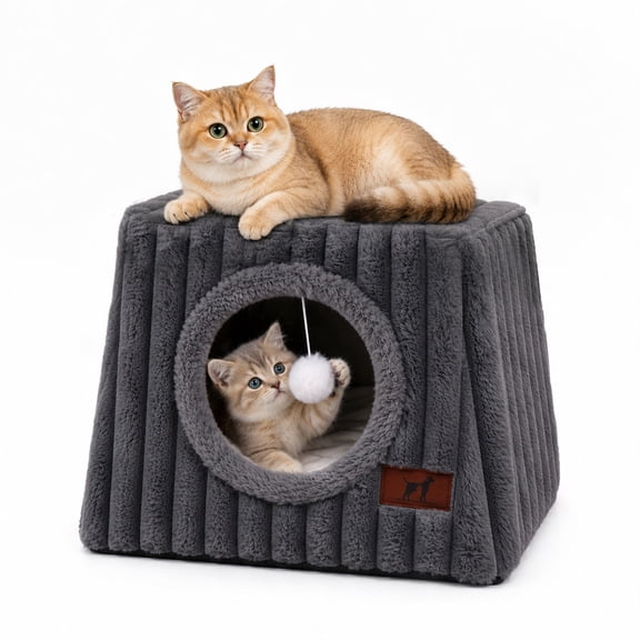 WATANIYA PET Cat Cave Bed, Covered Cozy Cat Tent, Small Pet House for Indoor Cats, Gray