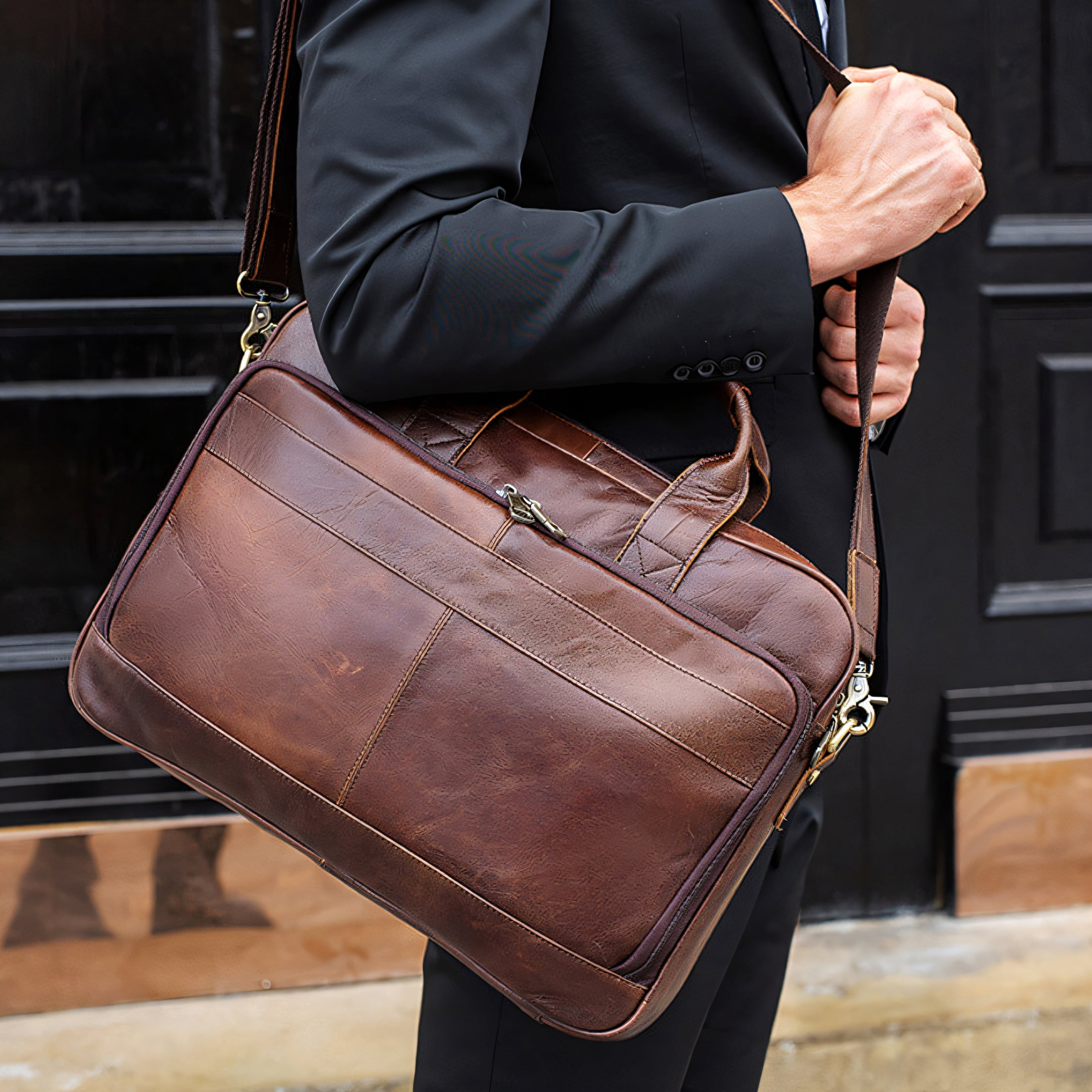 GASTROPOD Briefcases for Men,Hard Texture Laptop Bag for Men,Convenient for Daily Use Messenger Bag for Men,Red Brown