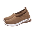 thumbnail image 4 of Women's Hollow Knitted Slip On Walking Shoes Comfortable Breathable Mesh Shoes Lightweight Sneakers Soft-Soled Flat Shoes, 4 of 9