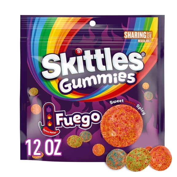 Skittles Gummies Fuego Gummy Candy, Sharing Size - 12 oz Resealable Bag