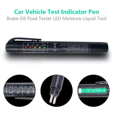 TOTMOX Car Brake Fluid Oil Tester Detection Pen 5 LED indicator Auto Testing Tool Black