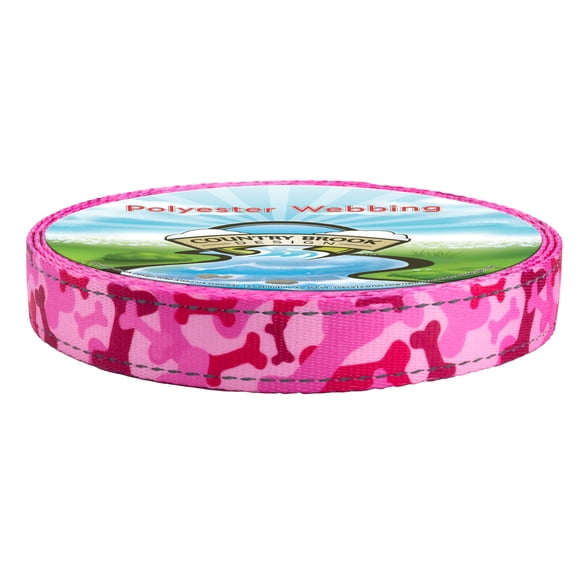 Country Brook Design - 1 Inch Pink Bone Camo Reflective Polyester Webbing