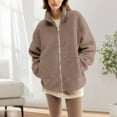 thumbnail image 5 of Mifsaly Maternity 2 In 1 Fuzzy Fleece Jacket Women Zip up Thick Warm Winter Coat Pregnant Thermal Teddy Coats Cold Weather Baby Wearing Outerwear with Pockets Coffee XXL, 5 of 7