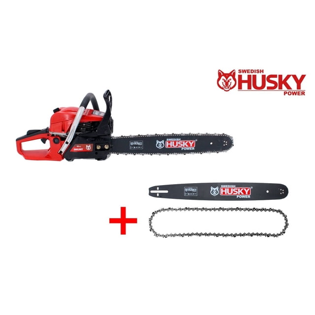Motosierra a Gasolina Swedish Husky Power con Barra y Cadena 20” Extras Motor 2 Tiempos 2.5HP 52cc SW52KIT