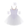 thumbnail image 4 of TiaoBug Girls Professional Ballet Leotards Tutu Dress Ballerina Swan Lake Competition Dancewear White 3-4, 4 of 7