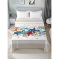 thumbnail image 2 of Twin XL Size Flat Sheet Only, Blue Starfish Beach Soft Brushed Microfiber Bed Sheets, Summer Coral Conch Coastal Retro Beige Hotel Quality Breathable Bedding Top Sheet, Easy Care, 66"x102", 2 of 9