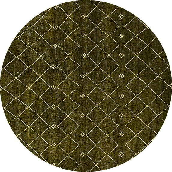 Ahgly Company Indoor Round Oriental Yellow Industrial Area Rugs, 4' Round