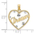 thumbnail image 4 of Diamond2Deal 10K Yellow Gold with Rhodium DREAM In Heart with Diamond-Cut Star Accents Charm Pendant Valentine Day Gift for Women, 4 of 6