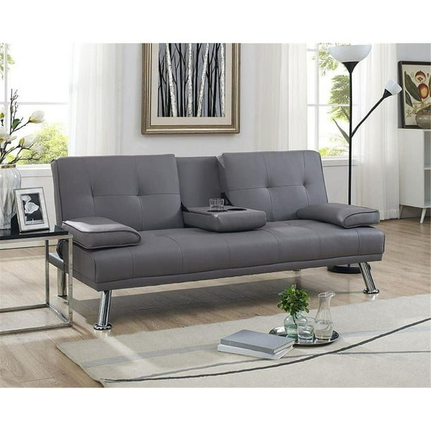 Futon Sofa with Armrest and Cupholders by Naomi