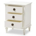 thumbnail image 3 of Bowery Hill Provincial Style Hardwood 3 Drawer Nightstand in Whitewashed, 3 of 8