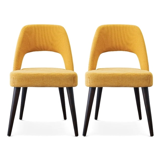 Ashcroft Bayonne Mid-Century Modern Fabric Dining Chair, Yellow (Set of 2)