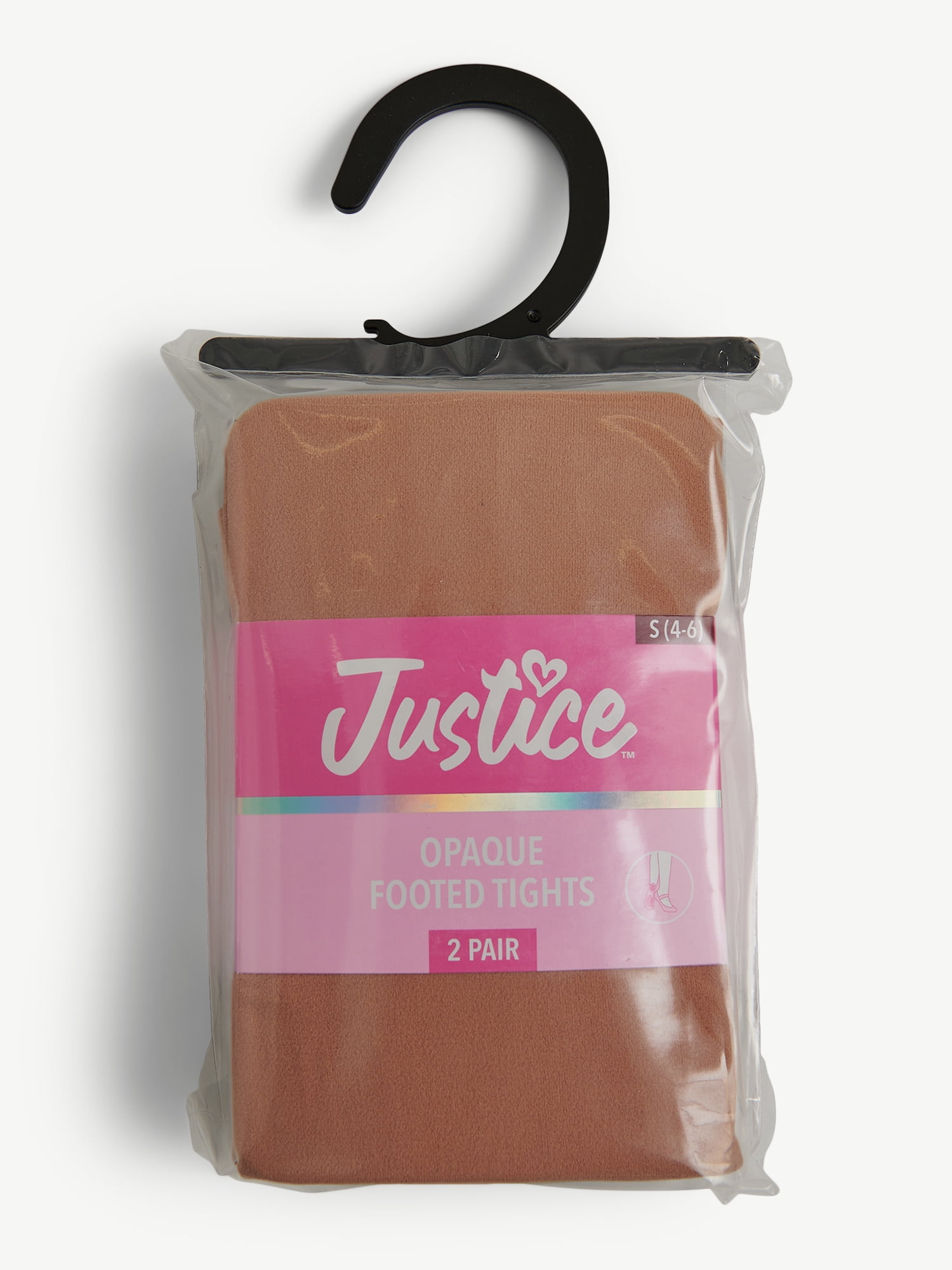 Justice Opaque Footed Ballet Tights for Girls, Sizes 2-16, 2 Pairs