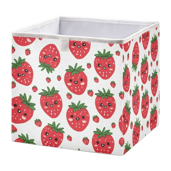 Cabinet Storage Basket 11.02x11.02x11.02 Inches Storage Box Foldable, Storable and Easy to Assemble ，Open Home Storage Bins ，Closet Storage Bins Lovely Strawberry
