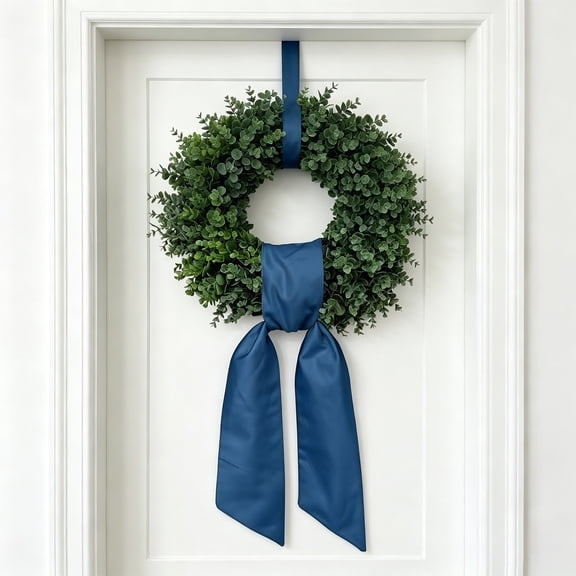 Wreath Sash for Front Door, Soft Polyester Decorative Ribbon, Solid Color Wreath Ribbon Bow for Yard Porch Garland Xmas Home Decor