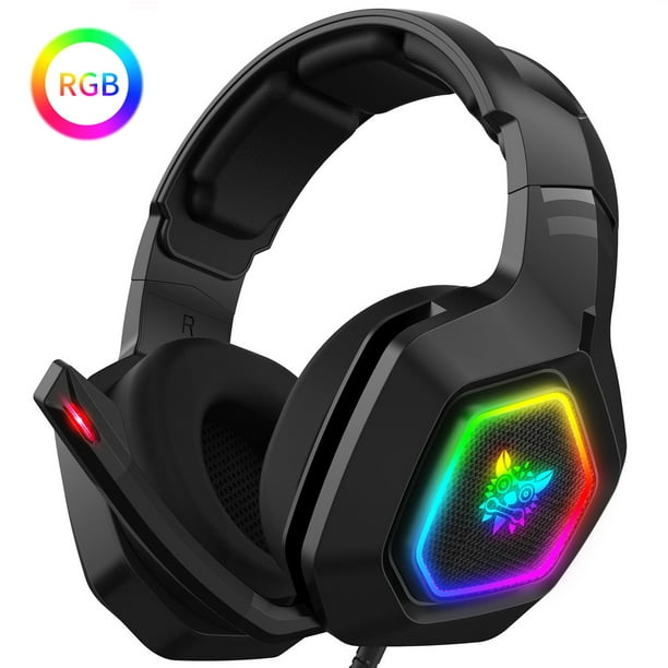 Onikuma K10 Gaming Headset Stereo Bass Surround Gaming Headphones With Mic Rgb Led Lights Soft Memory Earmuffs For Ps4 Xbox One Nintendo Switch Pc Mac Computer Games Walmart Com Walmart Com