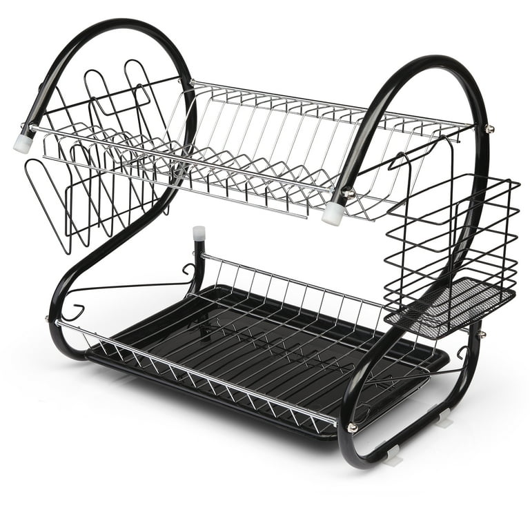 Ktaxon 22-Inch 2-Tier Dish Drying Rack with Drainboard for Kitchen  Collection