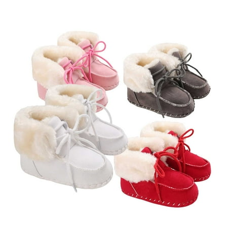 

NIBOLOG Winter Baby Bow-knot Warm Toddler Shoes Plush Non-slip Newborn Girls Boys Boots