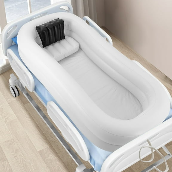 ChicHomey ​Inflatable Bed Bath Tub,Double-Layer Safe Shower Tub,Bedside Shower Bath Kit,Quick-Inflate Foldable Design,for Elderly/Pregnant/Disabled
