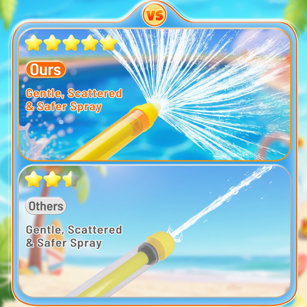 CPSYUB 6 Pack Fireworks Water Blaster Squirt for Kids Adults, Water Squirter for Kids Ages 4-12, Water Shooters for Pool Toy Swimming Beach Backyard Outdoor Party Favors