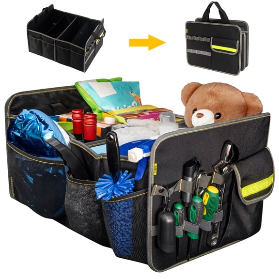 Collapsible Large Capacity Car Trunk Organizer, Waterproof Multipurpose Storage Container for Car Accessories & Tools