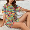 thumbnail image 4 of Balery Colorful Fish 2 Conjunto de Pijama para Mujer con Estampado, Dos Piezas de Manga Corta y Shorts, Ropa de Dormir Suave con Cuello Redondo y Bolsillos-XX-Large, 4 of 6