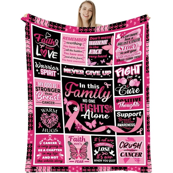 Breast Cancer Gifts, Breast Cancer Gifts for Woman, Breast Cancer Survivor Gifts for Woman, Breast Cancer Blanket Gift, Breast Cancer Gifts for Friend Woman After Surgery Blanket, 50x60