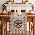 thumbnail image 2 of Table Runner 72 Inches Long for Kitchen Dining, Western Texas Star Vintage Dresser Scarf Farmhouse, Dining Table Decorations for Wedding/Parties, Rustic Wreath Red Beige Plaid 14 x 72 In, 2 of 8