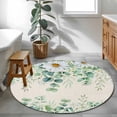 thumbnail image 3 of Small Round Rug 3Ft Washable Non-Slip, Green Eucalyptus Leaves Circle Area Rugs for Living Room Bedroom, Spring Daily Flowers Botanical Linen Indoor Floor Mats Carpet Runner for Home Decor, 3 of 8